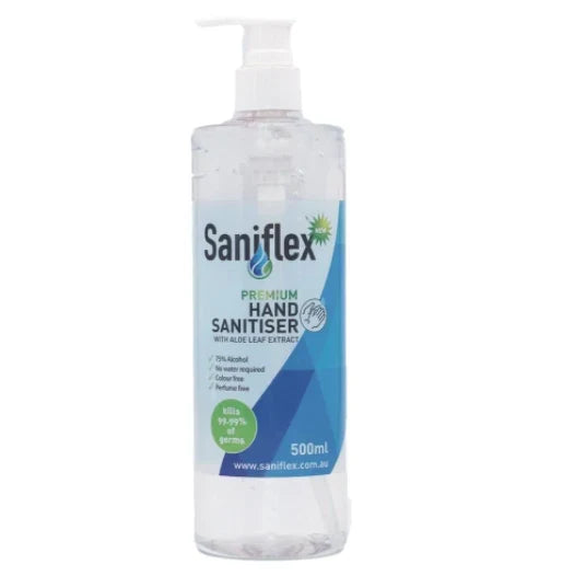 Saniflex rinse-free hand sanitiser bottles