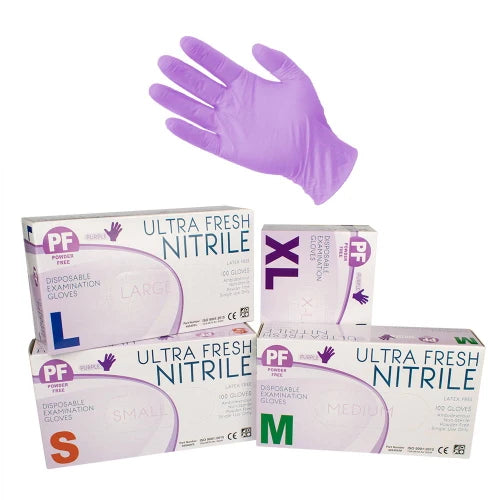 Ultra Fresh Purple Nitrile Disposable Gloves Heavy Duty 5g - Box of 100
