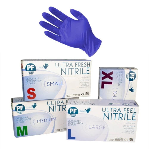 Ultra Fresh Blue Nitrile Disposable Gloves Heavy Duty 5.5g - Box of 100