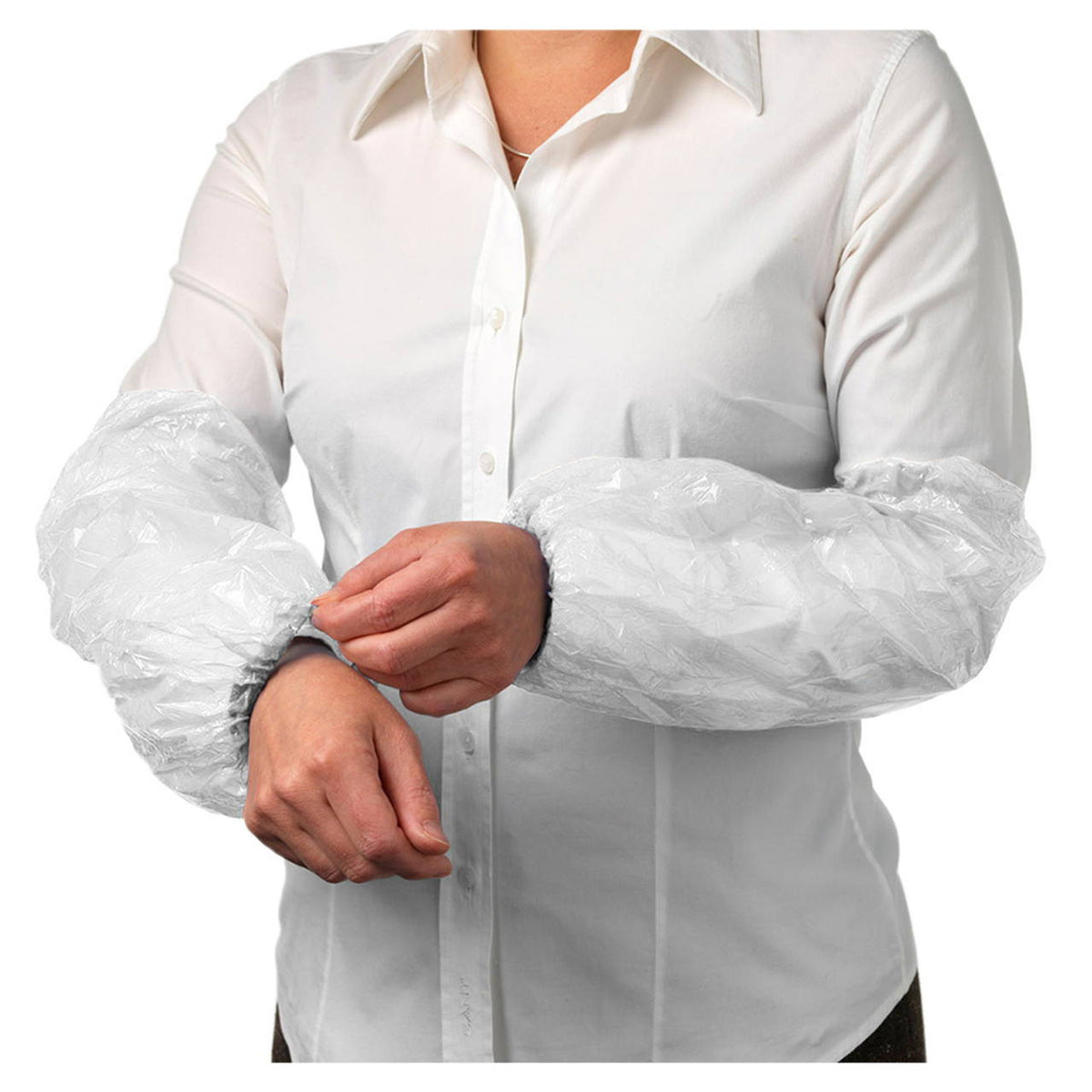 Ultra Health Disposable White PE/PP Over Sleeves 20 x 46cm - Pack of 100 Pairs
