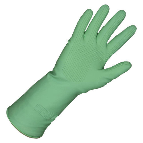 Ultra Touch Premium Long Cuff Rubber Silver-Lined Gloves - Green, 1 Pair