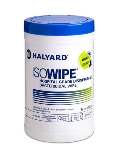 Halyard Isowipe Bactericidal Wipes Canister