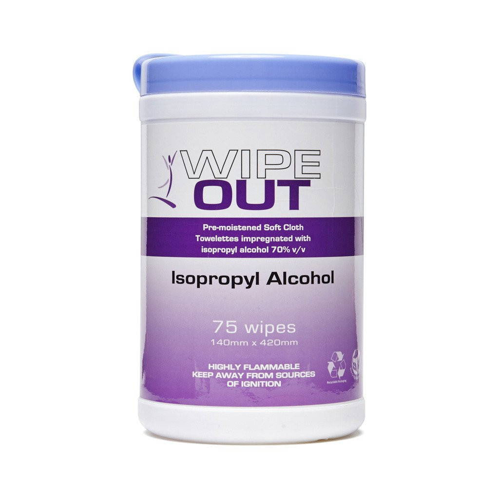 Wipe Out Isopropyl Alcohol Wipes - Carton of 12 Tubs