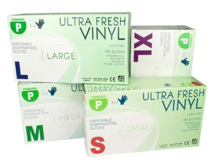 Ultra Fresh Clear Vinyl Disposable Gloves - Box of 100